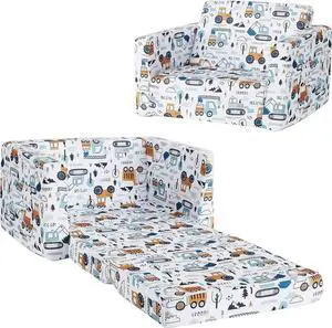Ulax Furniture Kids Sofa Couch, Children Flip-Out Chair 2-in-1 Toddler Chairs Convertible Sofa to Lounger, Children Furniture for Playroom, Welcome to consult