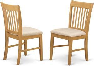 East West Furniture Norfolk Kitchen Dining Linen Fabric Upholstered Wood Chairs, Set of 2, Oak, Welcome to consult