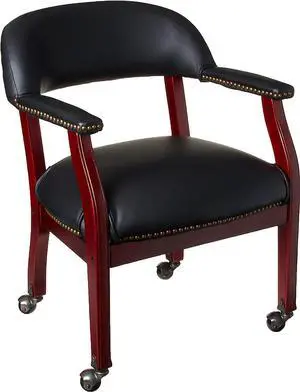 Boss Captains Chair In Black Vinyl W/ Casters