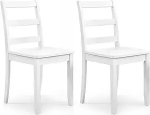 Giantex Wood Dining Chairs Set of 2 White - Wooden Armless Kitchen Chairs with Solid Rubber Wood Legs, Non-Slip Foot Pads, Max Load 400 Lbs, Farmhouse Style High Ladder Back Dining Room Chairs
