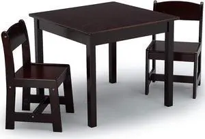 Delta Children MySize Kids Wood Table and Chair Set (2 Chairs Included) - Ideal for Arts & Crafts, Snack Time, Homework & More - Greenguard Gold Certified, Dark Chocolate, 3 Piece Set