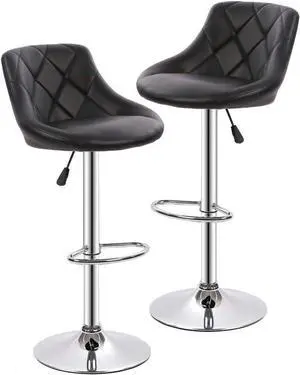 Counter Height Bar Stools Set of 2 Barstools Swivel Stool Height Adjustable Bar Chairs with Back PU Leather Swivel Bar Stool Kitchen Counter Stools Dining Chairs, Welcome to consult