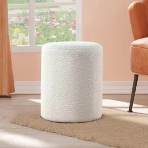 Get Set Style Modern Round Ottoman with Soft Padded Seat, Multifunctional Vanity Stool for Makeup, Upholstered Footrest Stool Ottoman Foot Stool for Living Room, Bedroom