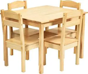 Costzon Kids Table and Chair Set, 5 Piece Wood Activity Table & Chairs for Children Arts, Crafts, Homework, Snack Time, Preschool Furniture, Gift for Boys Girls, Toddler Table and Chair Set (Natural)