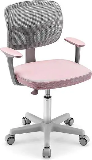 HONEY JOY Kids Desk Chair, Height Adjustable Children Study Chair, Swivel Mesh Task Student Chair, Sit-Brake Casters, Child Computer Desk Chair for Boys Girls Age 3-10 (Pink), Welcome to consult