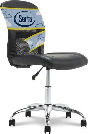 Serta Essential Mesh Low-Back Computer Desk Task Chair with No Arms for Home Office or Conference Room, Faux Leather, Black Serta Essential Mesh Low-Back Computer Desk Task Chair with No Arms for Home Office or Conference Room, Faux Leather, Black