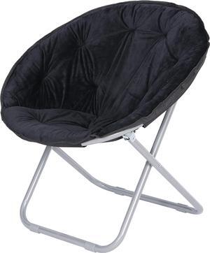 SUPER DEAL Folding Saucer Chair, Adults Kids Portable Faux Fur Saucer Chair for Living Room Dorm Room Apartment, Black, Welcome to consult