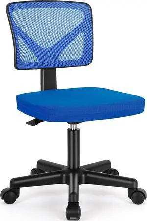 Ergonomic Home Desk Adjustable Armless Computer Lumbar Support, Small Mesh Task Chair with Backrest Swivel Rolling for Study, Office, Conference Room, Blue Ergonomic Home Desk Adjustable Armless Computer Lumbar Support, Small Mesh Task Chair with Backrest Swivel Rolling for Study, Office, Conference Room, Blue