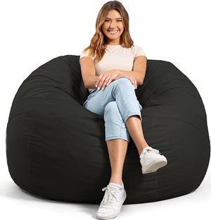 Big Joe Fuf Large Foam Filled Bean Bag Chair with Removable Cover, Black Lenox, Durable Woven Polyester, 4 feet Big, Welcome to consult