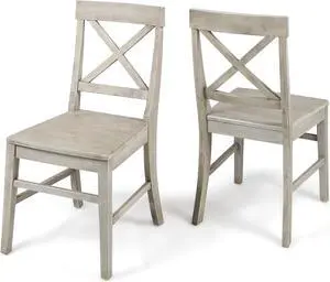Christopher Knight Home Roshan Farmhouse Acacia Wood Dining Chairs, Light Grey Wash, 21D x 17.75W x 35.5H Inch Christopher Knight Home Roshan Farmhouse Acacia Wood Dining Chairs, Light Grey Wash, 21D x 17.75W x 35.5H Inch