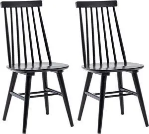 DUHOME Dining Chairs Set of 2, Wood Dining Room Chairs Slat Back Kitchen Room Chair Windsor Chairs, Black