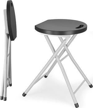 GYMAX Folding Stool, 28in Portable Collapsible Bar Stool with Handle & Steel Frame, 330lbs Sturdy Foldable Lightweight Round Metal Chair for Outdoor/Indoor Kitchen Home Pub Bar, Assembly Free (1)