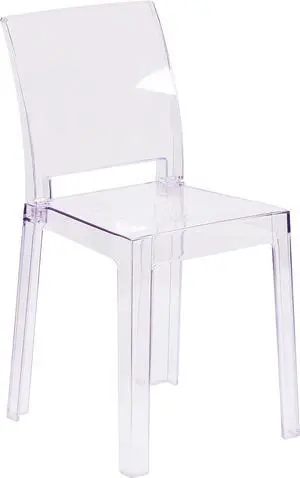 Flash Furniture Emilie Ghost Chair with Square Back in Transparent Crystal, Welcome to consult