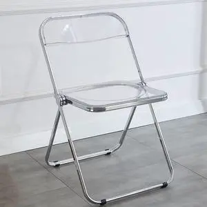 KAIHAOWIN Luxury Modern Transparent Folding Chair Acrylic Folding Chairs-Acrylic Ghost Stackable Crystal Seat-PC Plastic Living Room Seat-Chrome Frame Accent Side Chair (Clearing), Welcome to consult