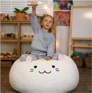 Furry Bean Bag Cover, Faux Fur Bean Bag Chair Cover for Kids, Teens and Adults 32x32x18in (Pinky Cat), Welcome to consult