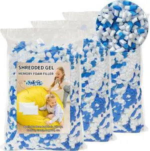 Hem Dgpsy 15lbs Shredded Gel Memory Foam Filling for Bean Bag Chair, Memory Foam Stuffing for Cooling Pillow, Couch, Pouf Beanbag Chair, Dog Bed, Cushion, Art Crafts, Welcome to consult