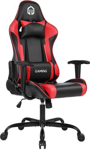 GOTMINSI Video Gaming Chair with Headrest and Lumbar Cushion Adjustable Desk Chair for Office and Study Room Computer Racing Chair with Ergonomic High Backrest (BK/Red), Welcome to consult