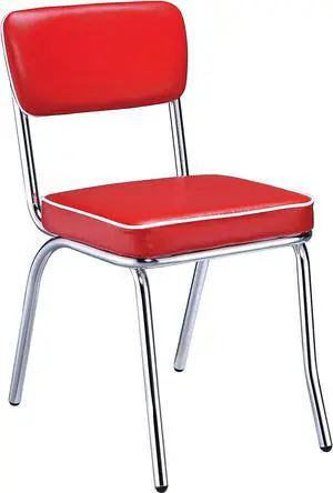 Coaster Home Furnishings Retro Open Back Side Chairs Red and Chrome (Set of 2), Welcome to consult