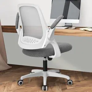 neo chair NEC Desk Computer Gaming Chair with Executive Ergonomic Lumbar Back Support Flip-up Padded Armrest Adjustable Height and Wheels for Home or Office (Grey), Welcome to consult