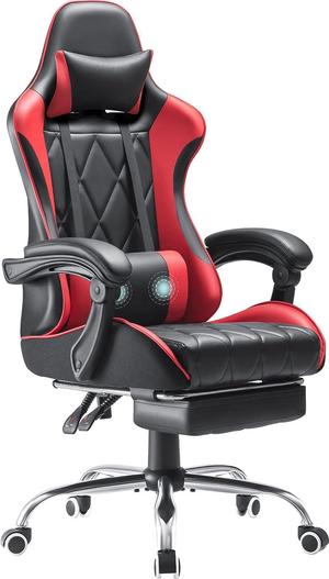 Homall Gaming Chair, Computer Chair with Footrest and Massage Lumbar Support, Ergonomic High Back Video Game Chair with Swivel Seat and Headrest (Red), Welcome to consult