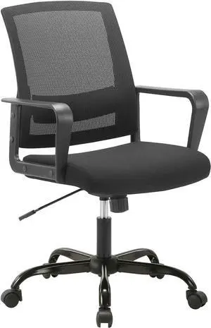 CLATINA Office Chair, Mid Back Ergonomic Desk Chairs Rolling Mesh Computer Chair with Executive Lumbar Support and Height Adjustable Design for Home Office, Black