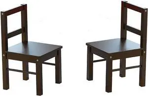 UTEX Child's Wooden Chair Pair for Play or Activity, Set of 2, Espresso