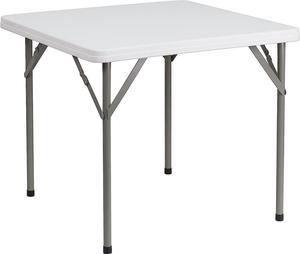 Flash Furniture Elon 2.85-Foot Square Granite White Plastic Folding Table | Waterproof | Impact and Stain Resistant, Welcome to consult