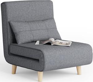 Aiho 3 in 1 Sleeper Chair Bed, Convertible Chair Bed Futon Sofa Bed with Adjustable Backrest, Accent Chair for Apartment/Bedroom/Office, Dark Grey