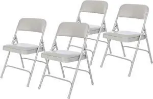 OEF Furnishings (4 Pack Premium Vinyl Padded Folding Chair, Grey, Welcome to consult