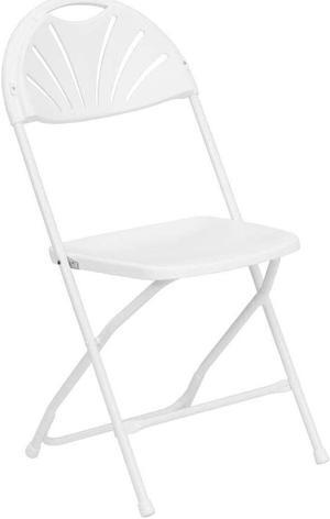 Flash Furniture 2 Pack HERCULES Series 650 lb. Capacity White Plastic Fan Back Folding Chair, Welcome to consult