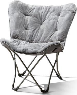 MUHU Mainstays Folding Faux Fur Butterfly Chair, Spearmint (Gray), Welcome to consult