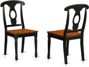 East West Furniture Kenley Kitchen Dining Napoleon Back Solid Wood Seat Chairs, Set of 2, Black & Cherry, Welcome to consult