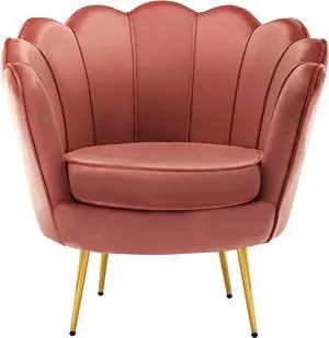 DAGONHIL Pink Velvet Accent Chair for Living Room, Lounge Chair for Bedroom with Gold Metal Legs, Vanity Chair for Makeup Room, Dusty Pink, Welcome to consult