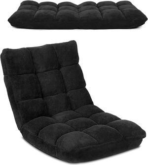 BestComfort Adjustable 14-Position Memory Foam Floor Chair, Folding Gaming Sofa Chair with Back Support, Chaise Lounge Sleeper Bed Couch Recliner for Reading Gaming Meditating, Fully Assembled (Black)