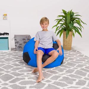 Posh Beanbags Bean Bag Chair, Large-38in, Sports Soccer Ball Blue and Black, Welcome to consult