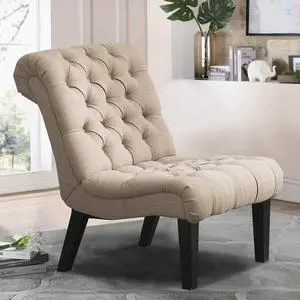 Armless Modern Accent Chairs for Living Room, Khaki Fabric Armless Modern Accent Chairs for Living Room, Khaki Fabric