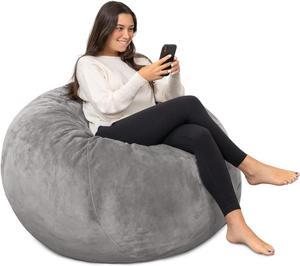 4 Ft Bean Bag Chair: Memory Foam Filled Bean Bag Chairs, Ultra Supportive  Stuffed Bean Bag with Ultra Soft Corduroy Cover, Grey for Kids, Adults :  : Home