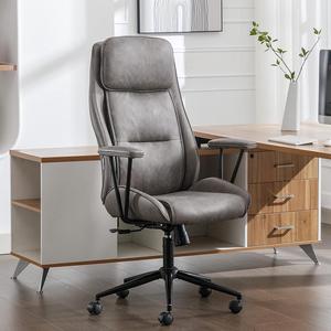 BOWTHY Executive Chair Mid Century Office Modern Chair, 55° RecliningHigh Back Desk Chair with Wheels, Adjustable Office Chair, Grey Office Chair, Swivel Chair 330lbs, Computer Chair for Adult