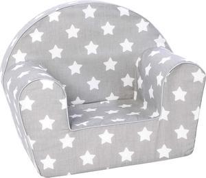 Delsit Toddler Chair & Kids Armchair - European Made Kid Sized Frameless Foam Chair with Removable Cover - Perfect Reading Chairs for Toddlers - Lightweight Playroom Decor (Gray with Stars)