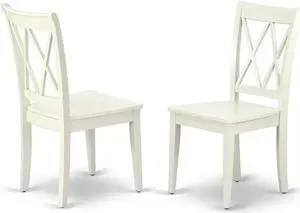 East West Furniture CLC-LWH-W Clarksville Dining Room Chairs - Double Cross Back Wood Seat Chairs, Set of 2, Linen White