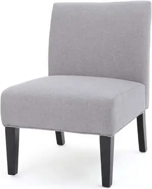 GDF Studio Kendal Contemporary Fabric Slipper Accent Chair, Light Gray and Matte Black, Welcome to consult