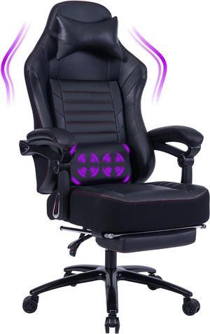 Fantasylab Big and Tall Gaming Chair with Footrest 400lb Massage Gaming Chair Memory Foam Adjustable Tilt Back Angle and Arm High Back Leather Racing Computer Office Chair, Welcome to consult