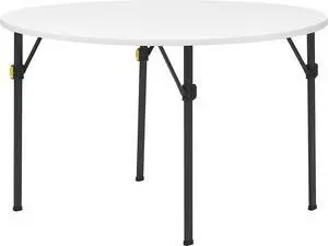 Living and More 4ft Bi-Fold Round Folding Table, Banquet and Event Folding Table with Carrying Handle, White, Welcome to consult