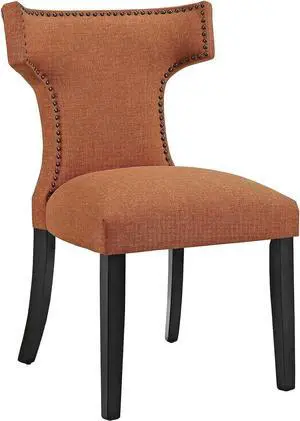 Modway Curve Mid-Century Modern Upholstered Fabric with Nailhead Trim in Orange, One Chair