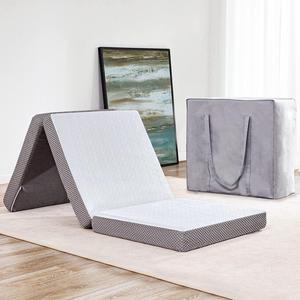 Kingfun Folding Mattress, 3 inch Tri-fold Memory Foam Mattress Topper with Washable Cover,Folding Mattress CertiPUR-US Certified, Play Mat, Foldable Bed, Guest beds, Camp Portable BedSingle