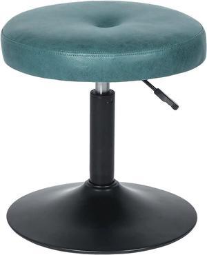 Homebeez Adjustable Faux Leather Round Ottoman, 360° Swivel Freely Vanity Stool Makeup Stool Vanity Chair (Faux Leather-Blue), Welcome to consult