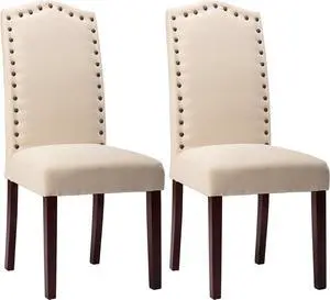 NOBPEINT Dining Chair Upholstered Fabric Dining Chairs with Arched Backrest,Set of 2(Beige), Welcome to consult