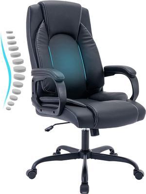 Executive Office Chair,Comfortable Ergonomic Home Office Desk Chairs,Computer Leather Office Chair with Lumbar Back Support, PVC Leather Desk Chairs with Wheels, Welcome to consult