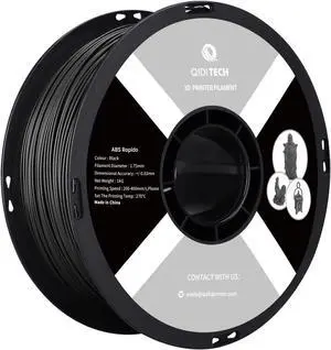 R QIDI TECHNOLOGY ABS Filament 1.75mm, 3D Printer Filament ABS Rapido 1kg Spool (2.2lbs), Suitable for Hyper Speed Printing, 3D Printing Filament Fit Most FDM 3D Printers, Highly Resistant, Black