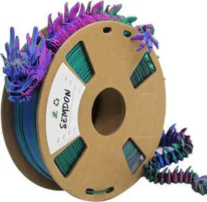 3D Printed Dragon 3D Printer Filament, Tri-Colors PLA Filament 1.75mm, Coextrusion Silk PLA Filament, Rainbow PLA Filament with Silk PLA Red-Blue-Green, 3D Printing Filament +/-0.02mm, 1kg/2.2lbs